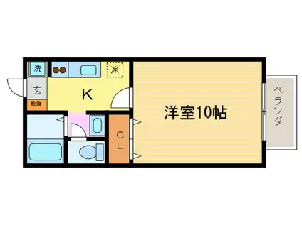 グランドールA棟(1K/2階)の間取り写真
