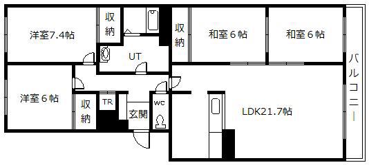 ティエール教育大前(4LDK/3階)の間取り写真