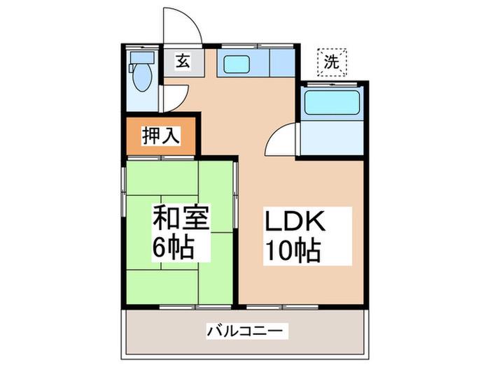 ハイツ松島(1LDK/2階)の間取り写真