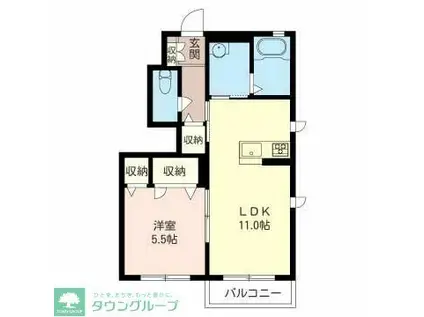 フラン・デスポワール元総社(1LDK/1階)の間取り写真