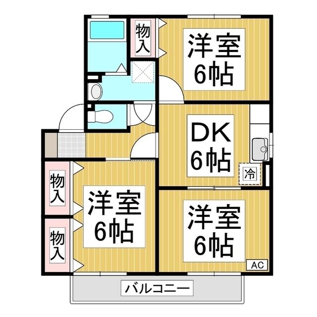 ヴィラージュ本郷A棟(3DK/2階)の間取り写真
