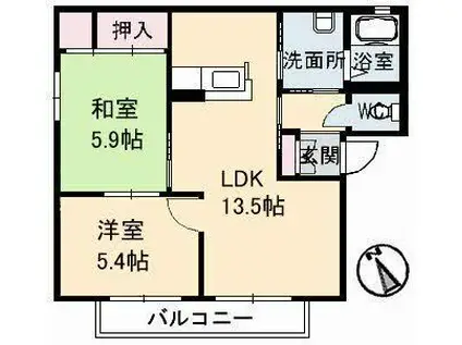 ディアス横尾(2LDK/1階)の間取り写真