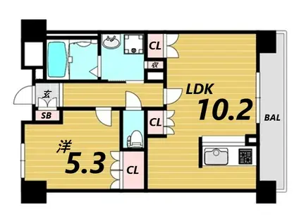 リアライズ呉服町(1LDK/6階)の間取り写真