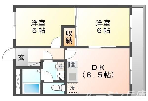 サニーハイツ(2DK/2階)の間取り写真