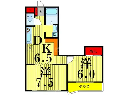 リバシティー1(2DK/1階)の間取り写真