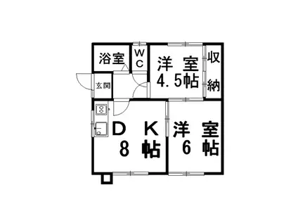 パールハイツ(2DK/2階)の間取り写真