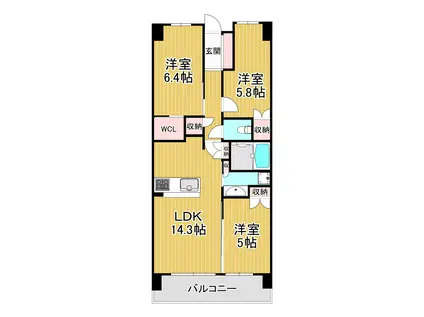 シティテラス神崎川駅前(3LDK/3階)の間取り写真