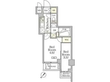 アジールコート池尻大橋(2K/3階)の間取り写真