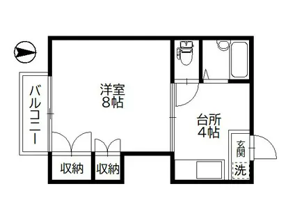 プルティエIII(1K/2階)の間取り写真