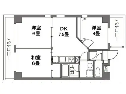 プラティーク本所吾妻橋(3DK/4階)の間取り写真
