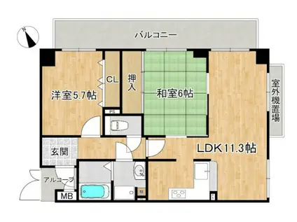 グローバル堀川北大路(2LDK/5階)の間取り写真