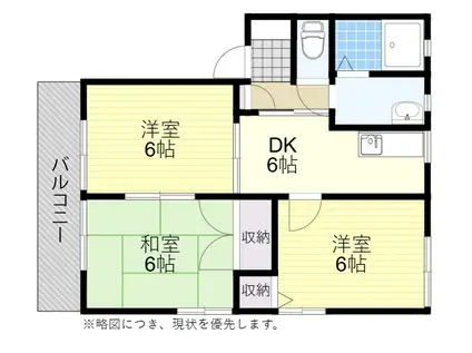 ディアス五反A(3DK/2階)の間取り写真