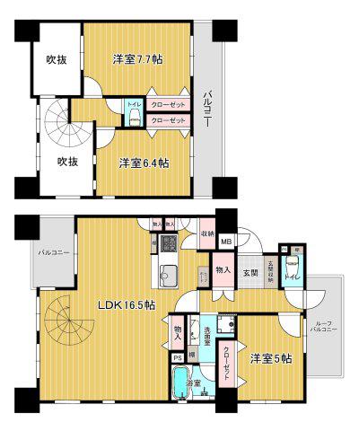 アルカディア八木(3LDK/3階)の間取り写真