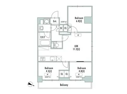 GRANPASEO東十条(3LDK/7階)の間取り写真