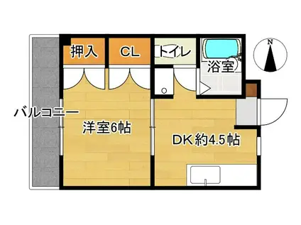 ユニベール百道(1DK/1階)の間取り写真