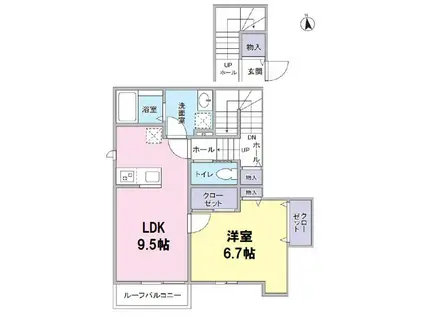 PALACE MEADOW(1LDK/2階)の間取り写真