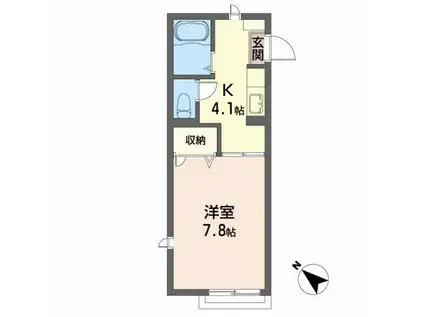 アーバンライフ駅西C(1K/1階)の間取り写真