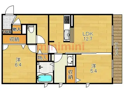 アルビレオ春日A棟(2LDK/2階)の間取り写真