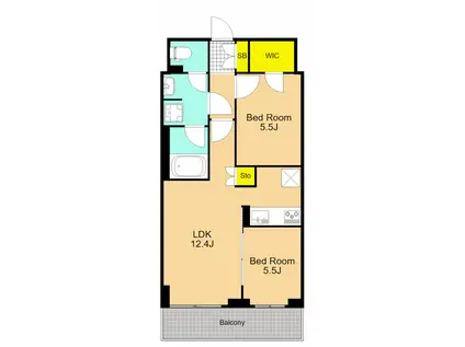 パークアクシス品川南大井パークフロント(2LDK/6階)の間取り写真