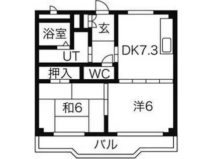 ル・ミエール上の山(2DK/2階)の間取り写真