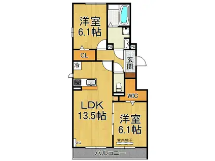 GRACIA(2LDK/3階)の間取り写真