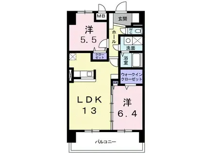 プラティーク六町(2LDK/7階)の間取り写真