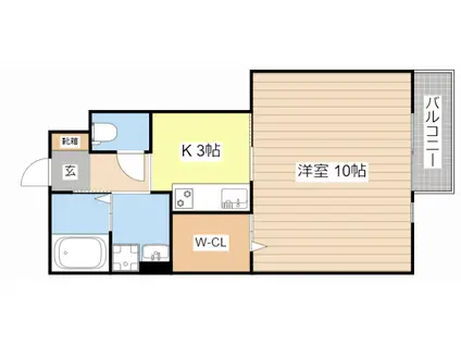 ウエストパレスII(1K/1階)の間取り写真