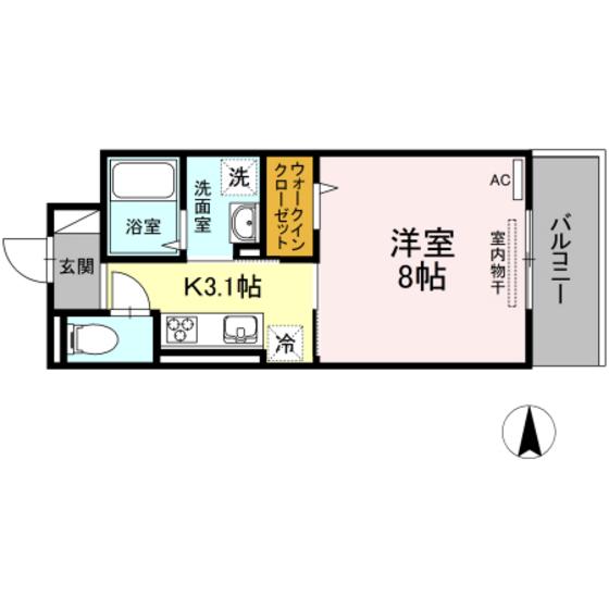 リッツレジデンスB棟(1K/3階)の間取り写真