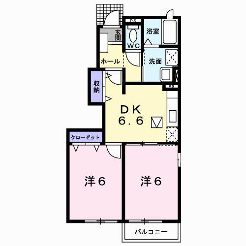 ＪＲ羽越本線 水原駅 徒歩5分 2階建 築19年(2DK/1階)の間取り写真
