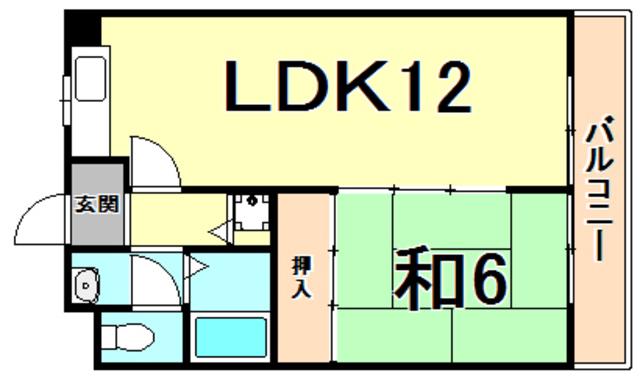 阪急今津線 門戸厄神駅 徒歩5分 3階建 築38年(1LDK/1階)の間取り写真