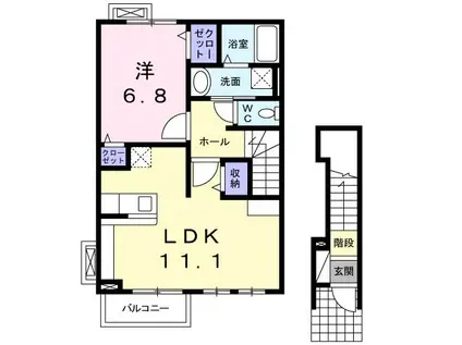 アルドール(1LDK/2階)の間取り写真