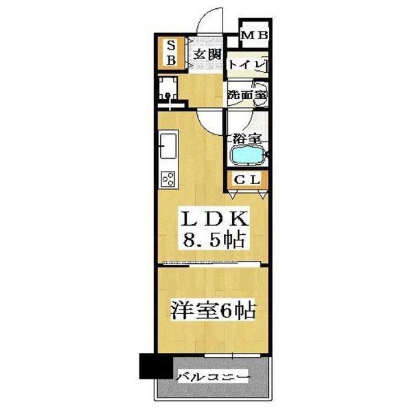 CITY SPIRE桜川I(1LDK/4階)の間取り写真