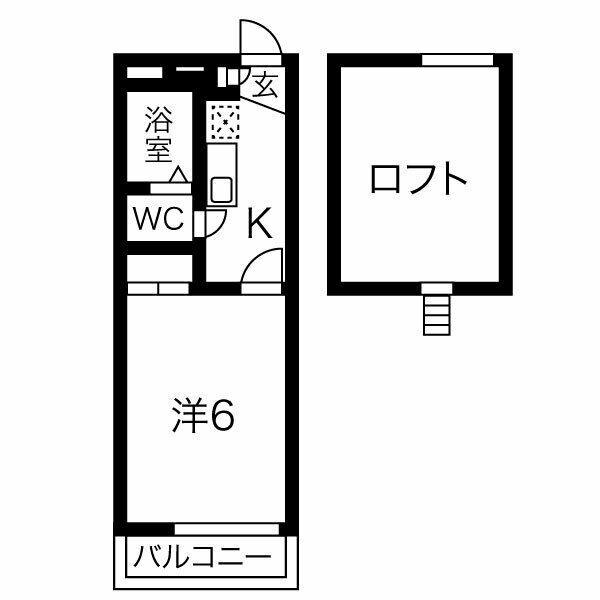 フェリーチェ江向(1K/2階)の間取り写真