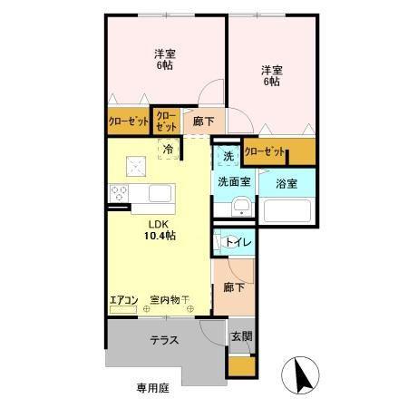 HANABUSA I(2LDK/1階)の間取り写真