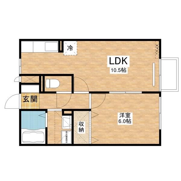 ベルコート木の座(1LDK/1階)の間取り写真