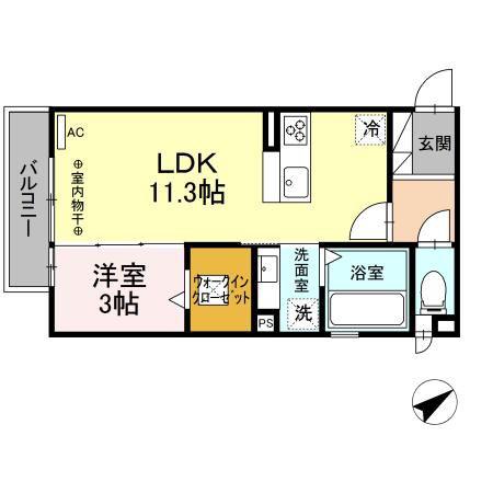 アヴェニール(1LDK/1階)の間取り写真