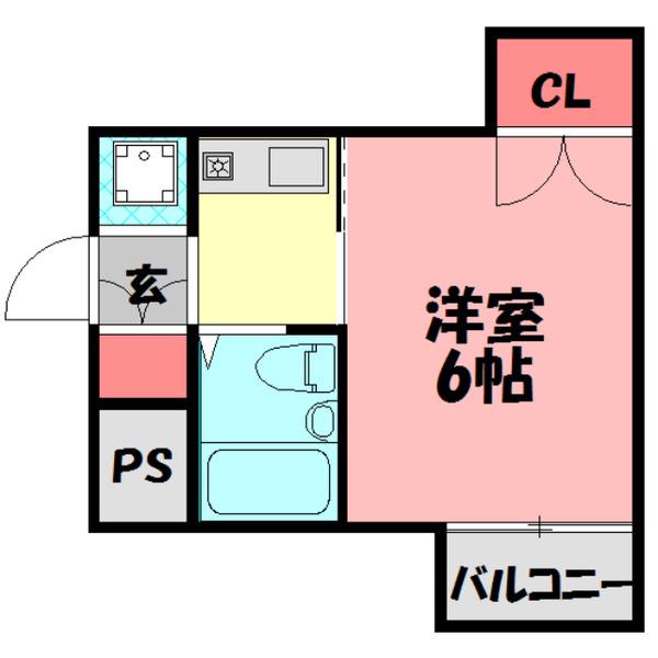 パレドゥナカミヤ(1K/2階)の間取り写真