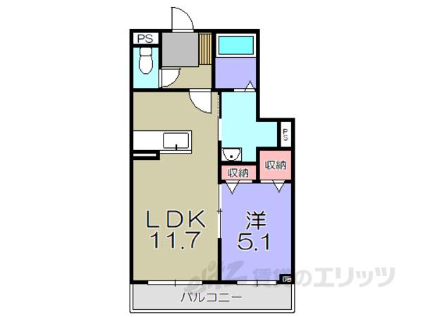 スカイヴィラ聖徳(1LDK/1階)の間取り写真