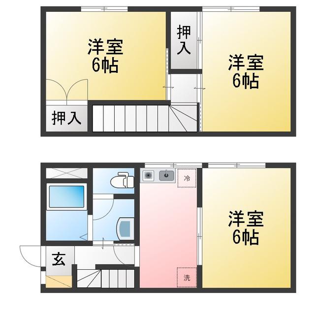 ハイツホープヒルズB棟(3DK/1階)の間取り写真