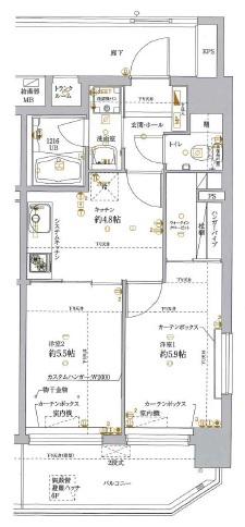 ライジングプレイス錦糸町弐番館(2DK/5階)の間取り写真