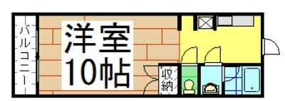 ベルハウス穴生(1K/2階)の間取り写真