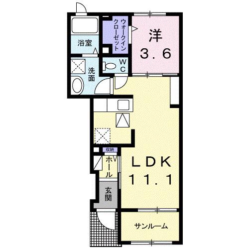 リンデン タカキ(1LDK/1階)の間取り写真