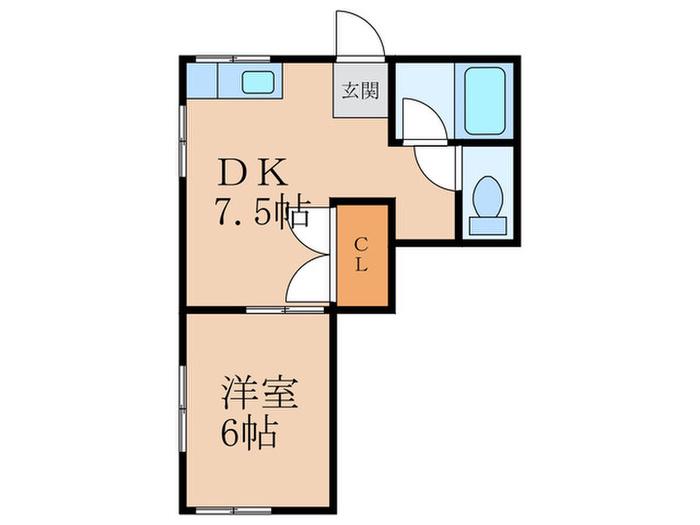 サンフラット(1DK/1階)の間取り写真