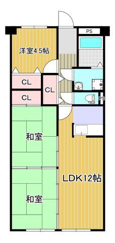 グリーンピア津乃峰(3LDK/3階)の間取り写真