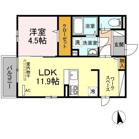 リバーフィールド(1LDK/2階)の間取り写真