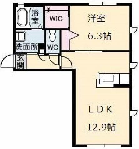 沖洲 清流荘 2(1LDK/1階)の間取り写真