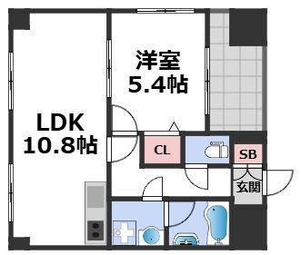 エグゼ大阪城南(1LDK/2階)の間取り写真
