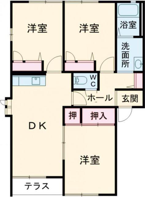 ヴィラくすの木IV(3DK/1階)の間取り写真