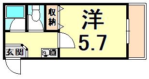 プチハウス仁川(1K/1階)の間取り写真