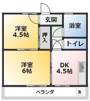 サンハイツ(2DK/1階)の間取り写真